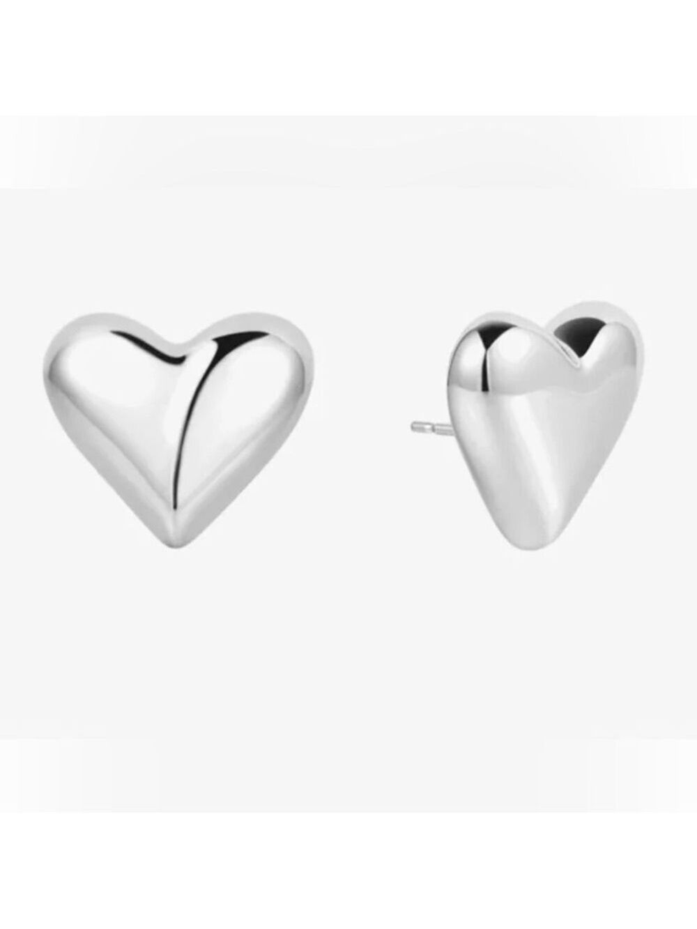 Silver Heart Stud Earrings New